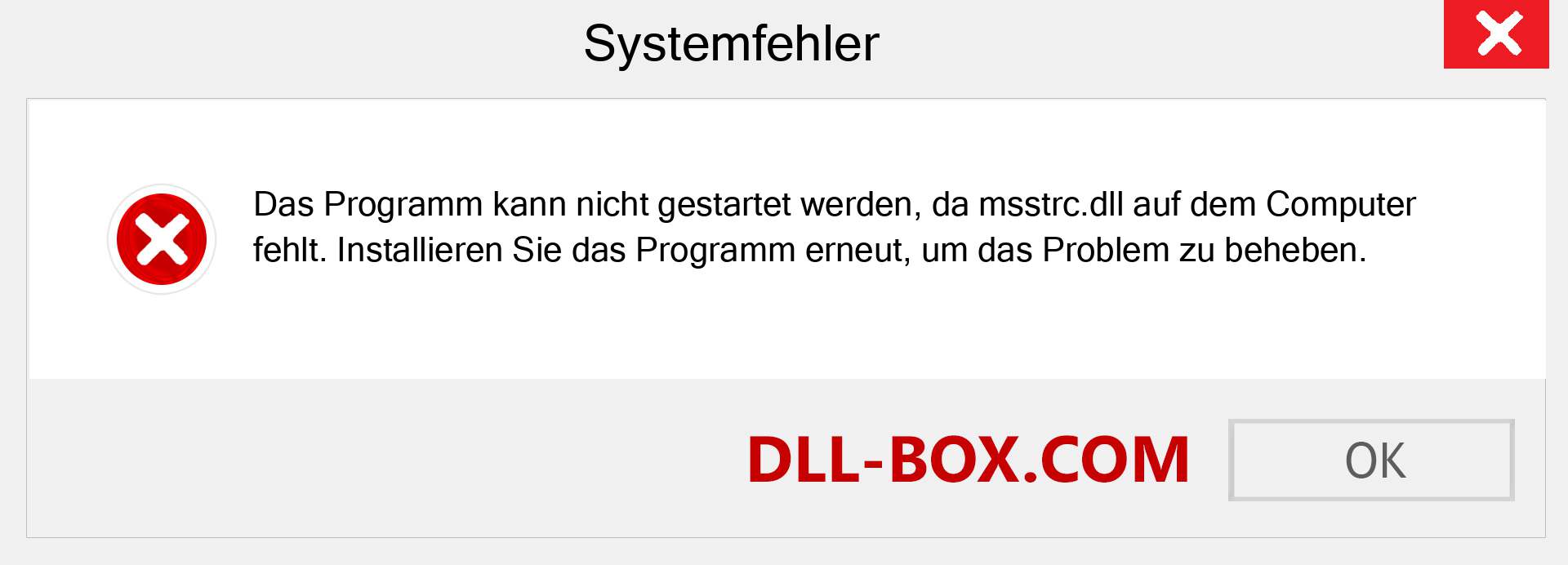 msstrc.dll-Datei fehlt?. Download für Windows 7, 8, 10 - Fix msstrc dll Missing Error unter Windows, Fotos, Bildern