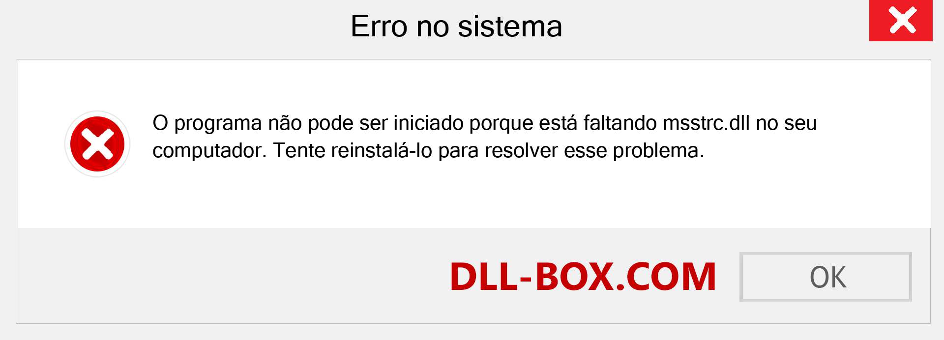 Arquivo msstrc.dll ausente ?. Download para Windows 7, 8, 10 - Correção de erro ausente msstrc dll no Windows, fotos, imagens